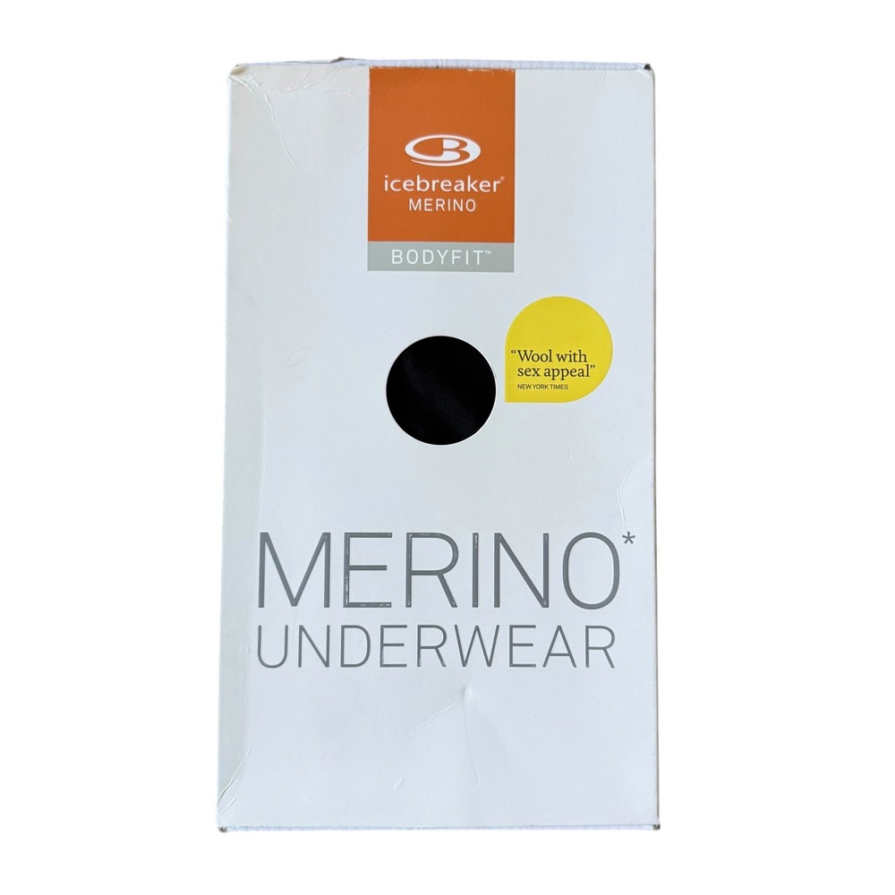 NWT Icebreaker Merino Wool Bodyfit Anatomica Boxers with Fly Black - Mens Size S